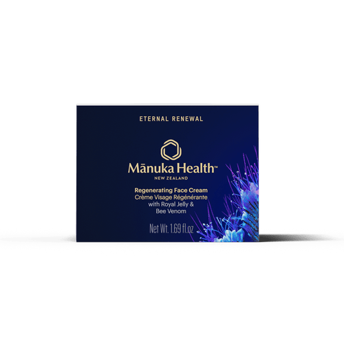 Packaging of Eternal Renewal Regenerating Face Cream with Royal Jelly by Manuka Health.