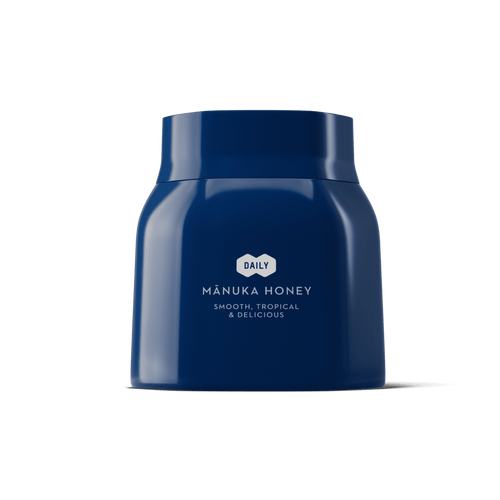 Blue jar of 1.1LB Manuka honey Daily MGO 400+ on a white background.