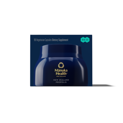 Manuka Health Propolis 1 a Day Capsules in box.