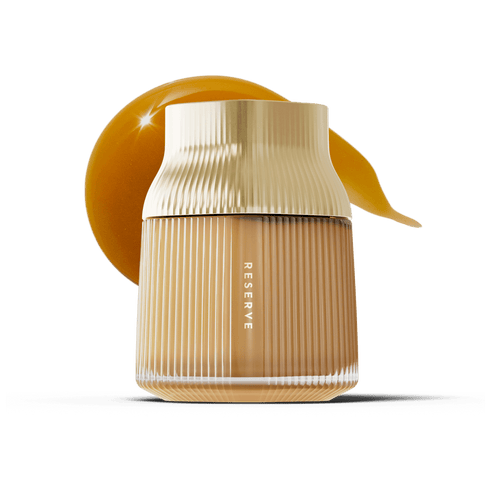 Manuka Honey Reserve MGO 1000+ glass jar with a gold cap. 